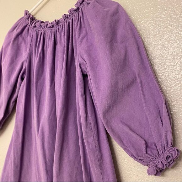 Red Beans cotton puff sleeve lavender oversized boho peasant courderoy dress 10 - Picture 3 of 8